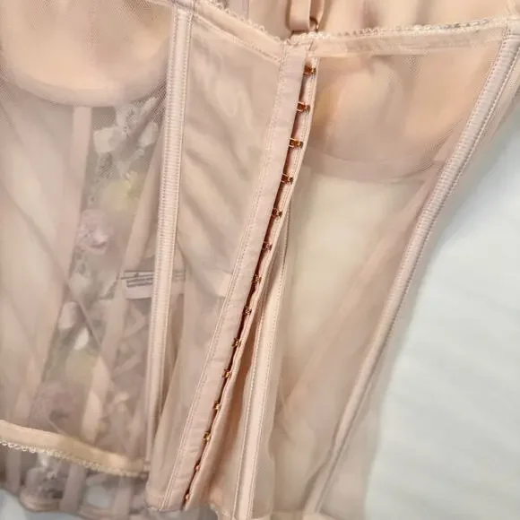Victoria’s Secret Floral Embroidered Corset Bustier XL Coquette Festival Bridal - Picture 8 of 14